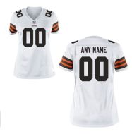 Nike Style Women's Cleveland Browns Customized Away White Jersey (Any Name Number)