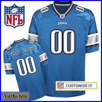 Detroit Lions Women's RBK Style Authentic Home Blue Jersey Customized