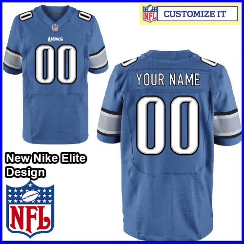 Detroit Lions Nike Elite Style Team Color Blue Jersey (Pick A Name)