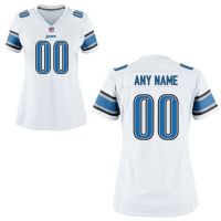 Nike Style Women's Detroit Lions Customized Away White Jersey (Any Name Number)