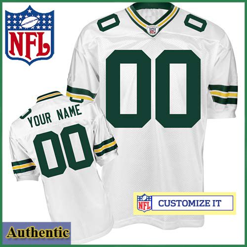 Green Bay Packers RBK Style Authentic White Youth Jersey