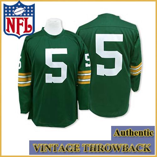 Green Bay Packers Authentic Throwback Long Sleeve Green Jersey #5 Paul Hornung