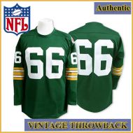 Green Bay Packers Authentic Throwback Long Sleeve Green Jersey #66 Ray Nitschke