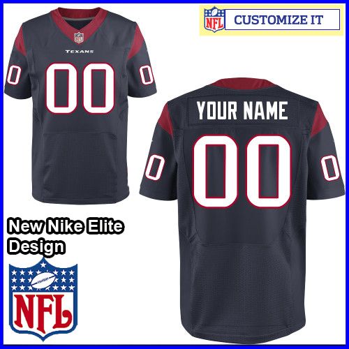 Houston Texans Nike Elite Style Team Color Blue Jersey (Pick A Name)