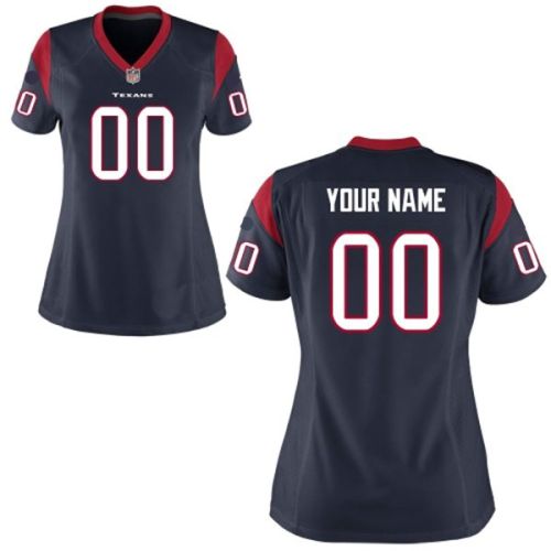 Nike Style Women's Houston Texans Customized Home Team Color Blue Jersey (Any Name Number)