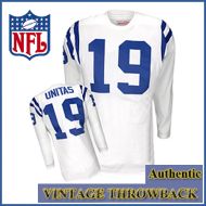 Baltimore Colts Authentic Throwback Long Sleeve White Jersey #19 Johnny Unitas