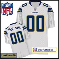 San Diego Chargers RBK Style Authentic White Ladies Jersey (Customized or Blank)