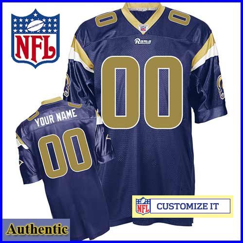 St. Louis Rams Women's RBK Style Authentic Home Blue Jersey Customized