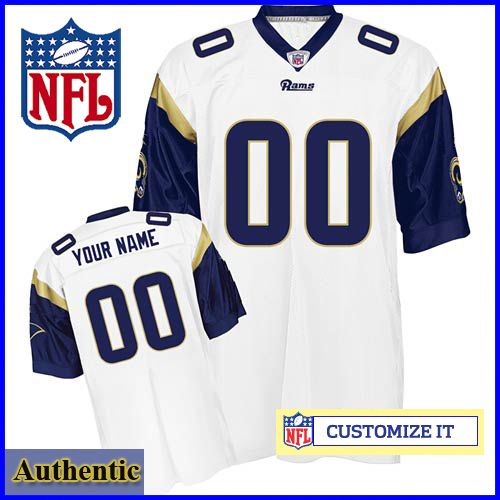 St. Louis Rams RBK Style Authentic White Ladies Jersey (Customized or Blank)