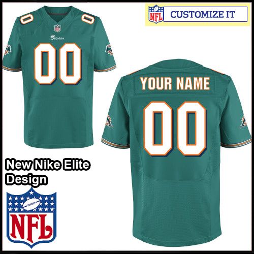 Miami Dolphins Nike Elite Style Team Color Green Jersey (Pick A Name)