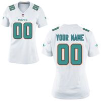 Nike Style Women's Miami Dolphins Customized Away White Jersey (Any Name Number)