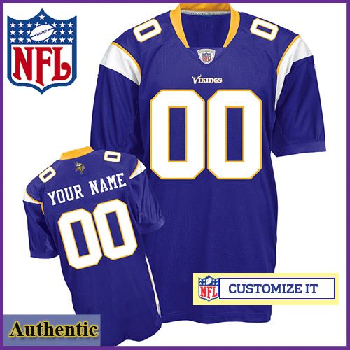 Minnesota Vikings Women's RBK Style Authentic Home Purple Jersey Customized