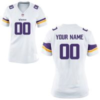 Nike Style Women's Minnesota Vikings Customized Away White Jersey (Any Name Number)