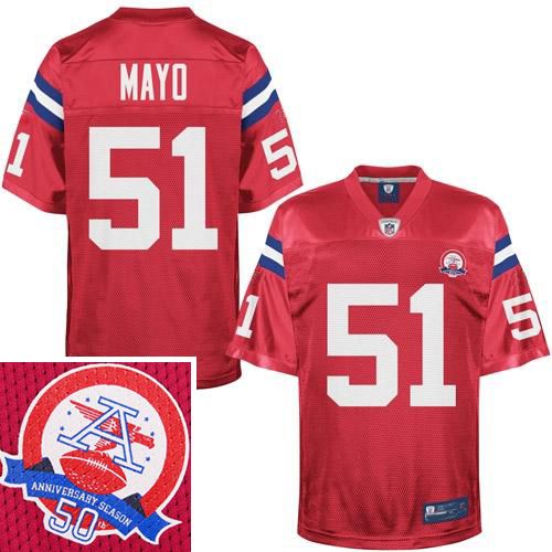 New England Patriots NFL AFL Throwback Football Jersey #51 Jerod Mayo
