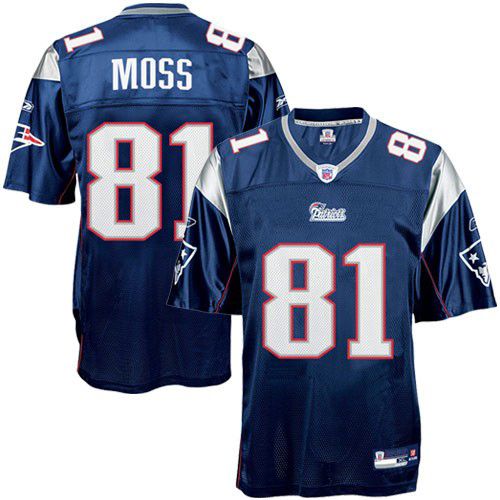 New England Patriots NFL Navy Blue Football Jersey #81 Randy Moss