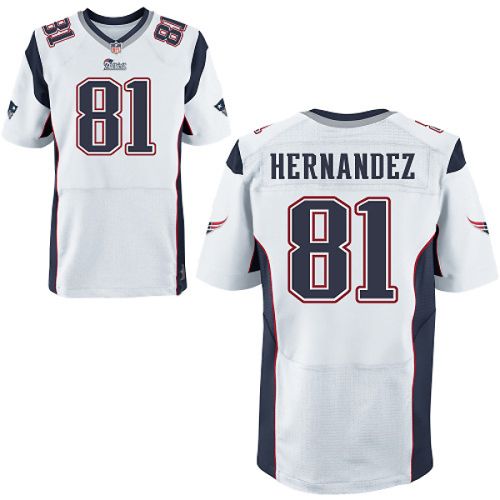 New England Patriots Elite Style White Jersey  Aaron Hernandez 81