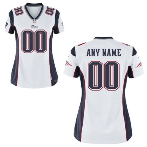 Nike Style Women's New England Patriots Customized  Away White Jersey (Any Name Number)