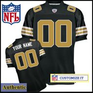 New Orleans Saints RBK Style Authentic Alt Black Jersey (Pick A Player)