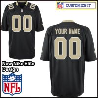New Orleans Saints Nike Elite Style  Team Color Black Jersey (Pick A Name)