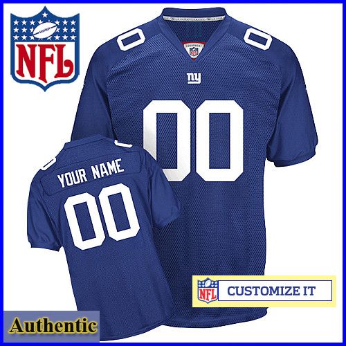 New York Giants Women's RBK Style Authentic Home Blue Jersey Customized