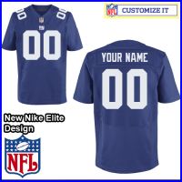 New York Giants Nike Elite Style Team Color Blue Jersey (Pick A Name)