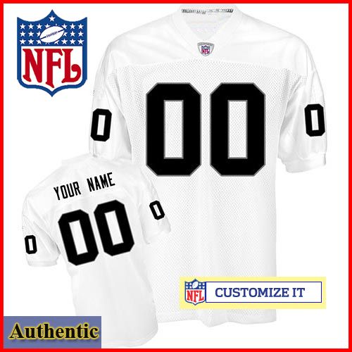 Oakland Raiders RBK Style Authentic White Ladies Jersey (Customized or Blank)
