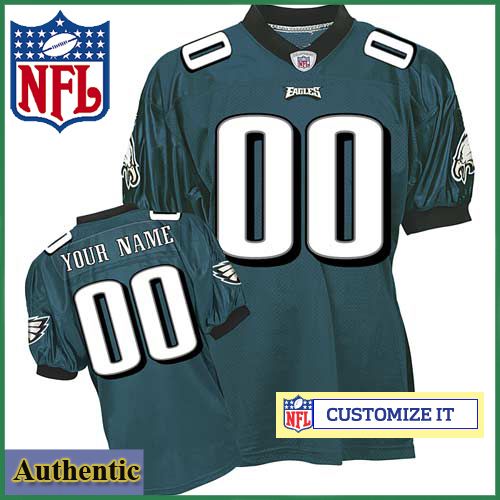 Philadelphia Eagles Women's  RBK Style  Authentic Home Green Jersey Customized