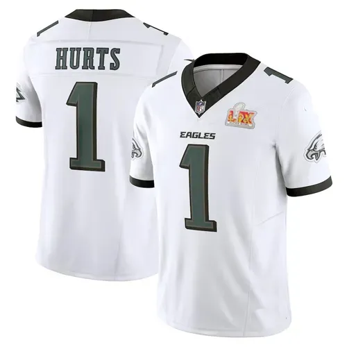 Philadelphia Eagles Nike Elite Style White Superbowl 59 Jersey Hurt 1 