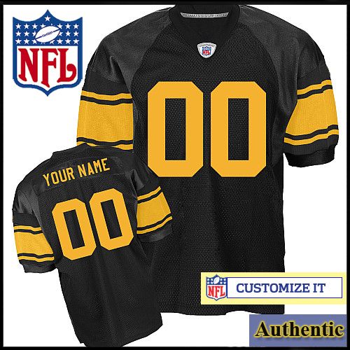 Pittsburgh Steelers RBK Style Authentic Alt Black Jersey (Pick A Player)