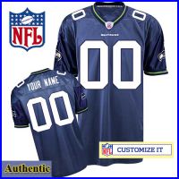 Seattle Seahawks Women's RBK Style Authentic Home Blue Jersey Customized
