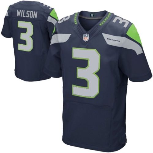 Seattle Seahawks Nike Elite Style Russell Wilson #3 Blue Jersey