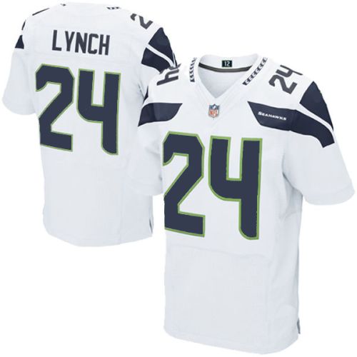 Seattle Seahawks Nike Elite Style Marshawn Lynch  #24 White Away Jersey