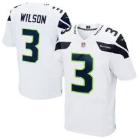 Seattle Seahawks Nike Elite Style Russell Wilson #3 White Away Jersey