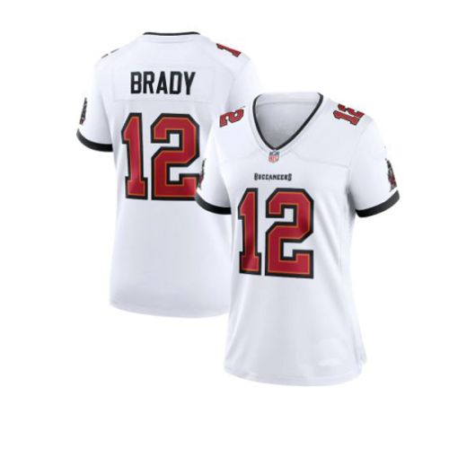 Nike Style Women's Tampa Bay Buccaneers Brady Era Away White Jersey Number 12