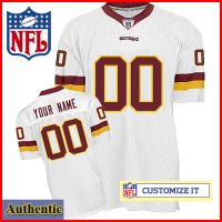 Washington Redskins RBK Style  Authentic White Ladies Jersey (Customized or Blank)