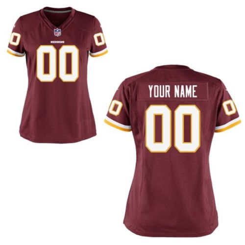 Nike Style Women's Washington Redskins Customized Burgundy Jersey (Any Name Number)