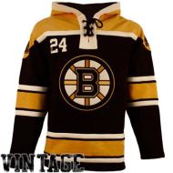 Men's Boston Bruins Old Time Black Home Lace Heavyweight Hoodie Hockey Jersey