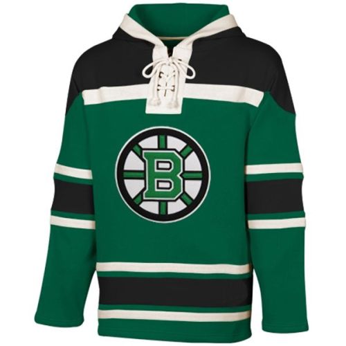 Boston Bruins St. Patrick's Day Kelly Green Lace Heavyweight Hoodie Hockey Jersey