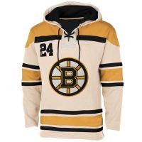 Men's Boston Bruins Old Time White Home Lace Heavyweight Hoodie Hockey Jersey
