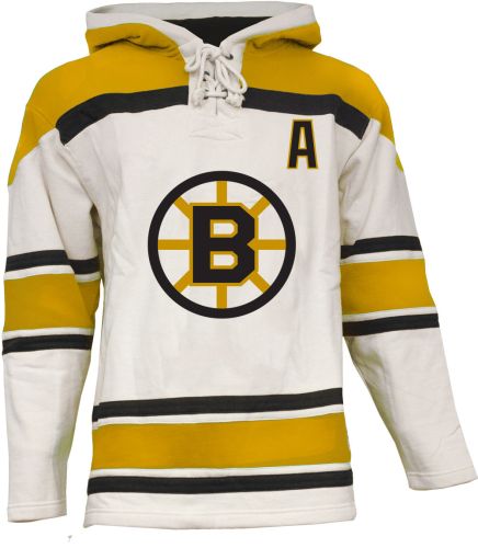 Boston Bruins Bobby Orr #4 White Lace Heavyweight Hoodie Hockey Jersey