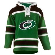 Mens Carolina Hurricanes Old Time St Pats Green Lace Heavyweight Hoodie Hockey Jersey