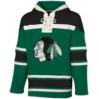 Chicago Blawkhawks Old Time St Patricks Day Green Lace Heavyweight Hoodie Hockey Jersey