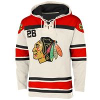 Chicago Blawkhawks Old Time White Lace Heavyweight Hoodie Hockey Jersey