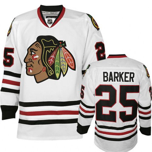 Chicago Blackhawks Authentic Style White Game Jersey #25 Cam Barker