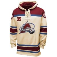 Colorado Avalanche Old Time White Lace Heavyweight Hoodie Hockey Jersey