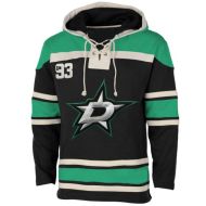 Mens Dallas Stars Old Time Black Lace Heavyweight Hoodie Hockey Jersey