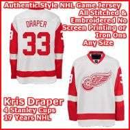 Detroit Red Wings Authentic Style White Road Jersey #33 Kris Draper