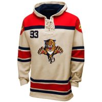 Mens Florida Panthers  Old Time White Lace Heavyweight Hoodie Hockey Jersey