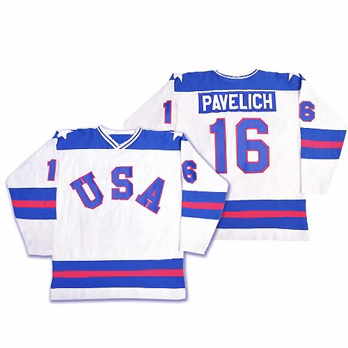 USA Olympic 1980 Miracle on Ice White Mark Pavelich Hockey Jersey