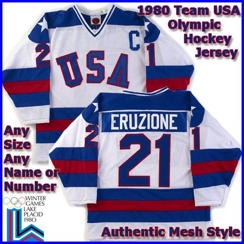 USA Olympic 1980 Miracle on Ice White Eruzione Hockey Jersey